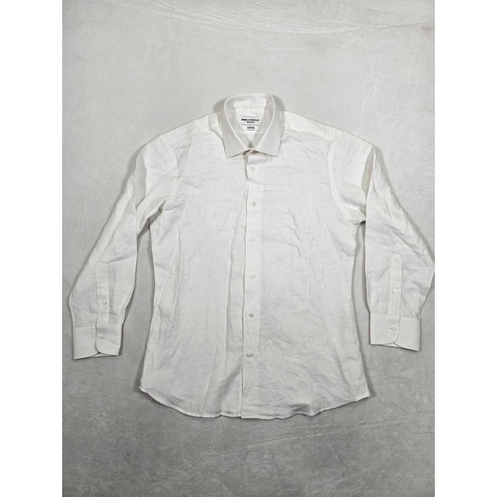 Spier & Mackay Handmade Custom White Cotton Spread Collar Dress Shirt Mens